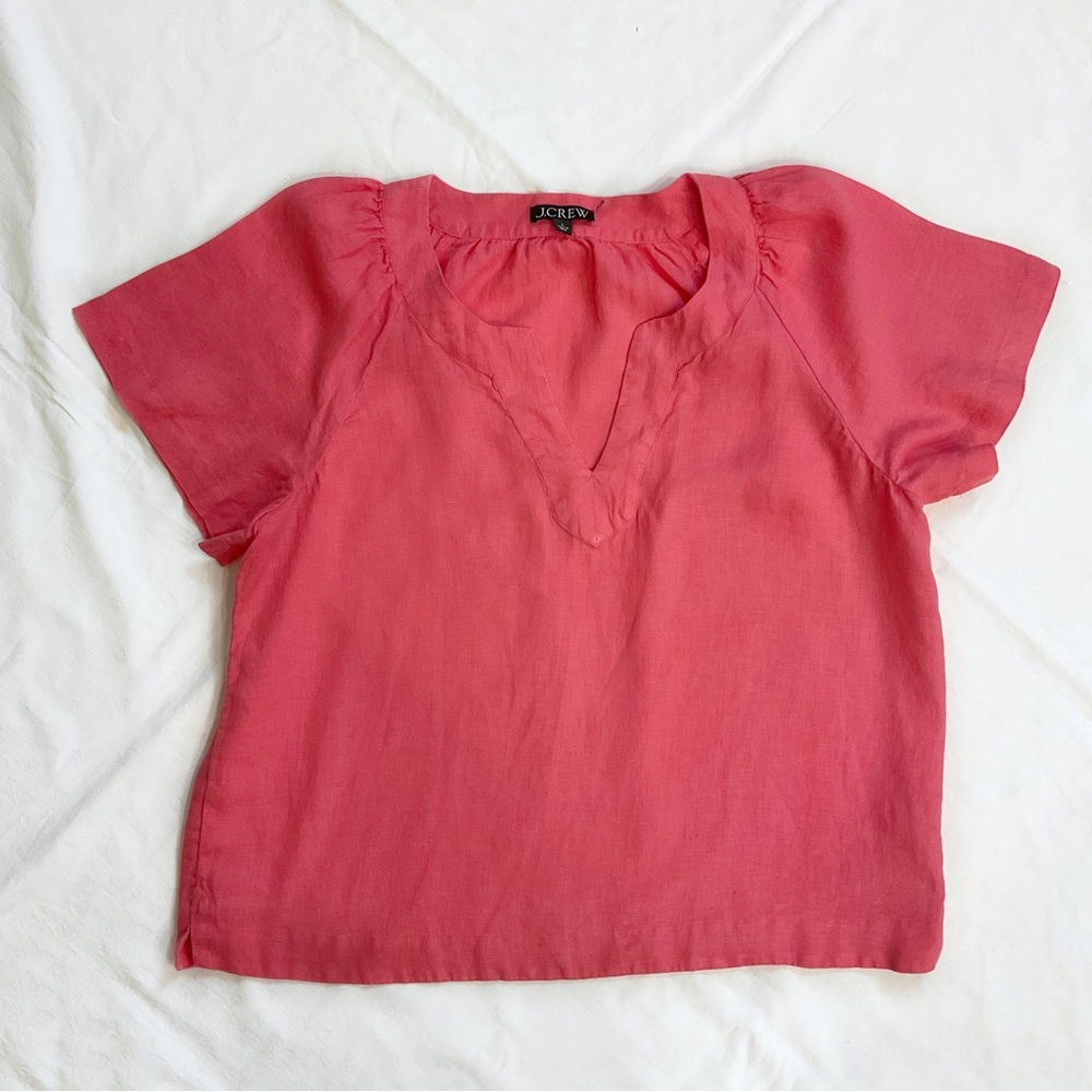 J. Crew Flutter Sleeve Linen V-neck Top
